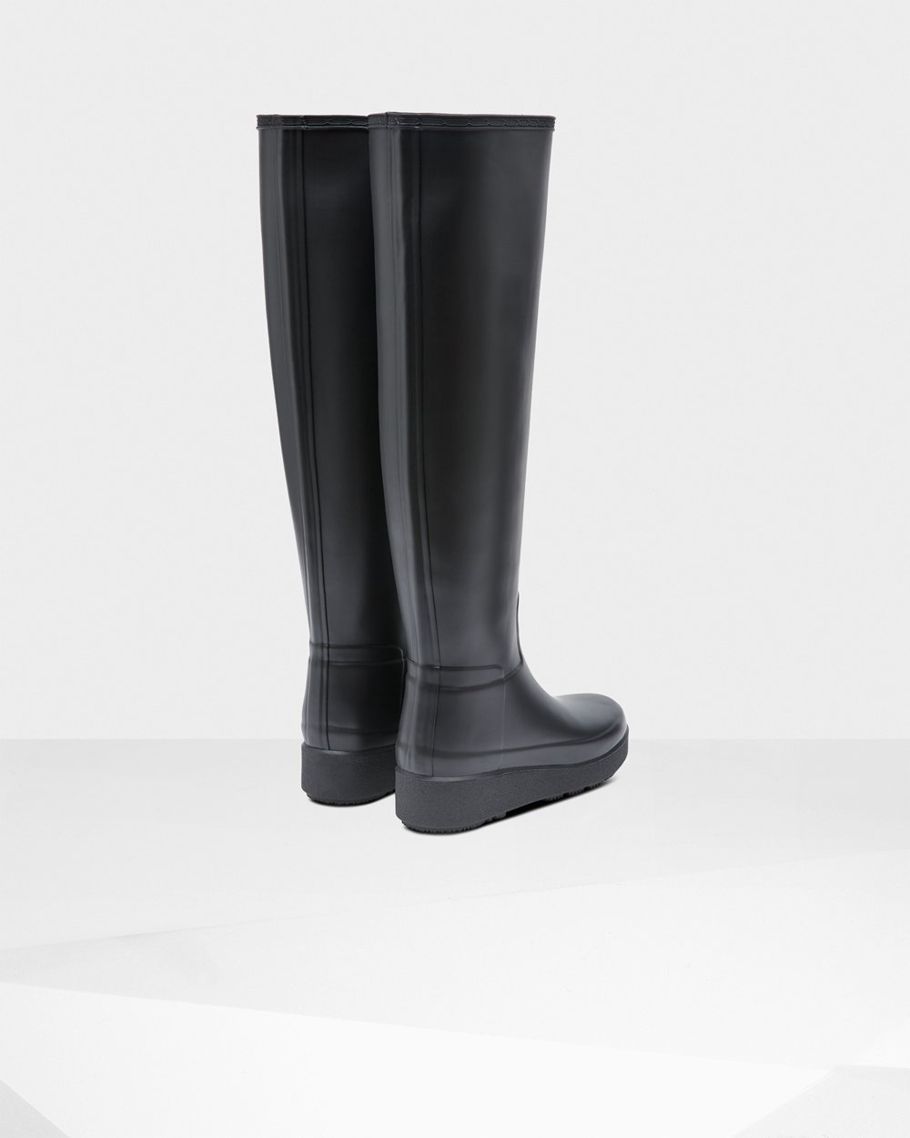 Botas Creeper Hunter Mujer - Refined Slim Fit Knee-High - Negros - GTUORIF-90